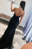 Black Mermaid Sweetheart Keyhole Prom Dresses With Lace Appliques, PL663 image 2