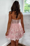 Cute A Line One Shoulder Homecoming Dresses With Lace Appliques, PH429 image 4