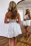 Cute A Line One Shoulder Homecoming Dresses With Lace Appliques, PH429 image 2