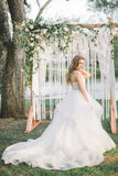 Elegant Tulle A Line V Neck Forest Wedding Dress With Lace Appliques, PW430 image 3