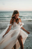 Flowy Tulle A Line Strapless Sweetheart Neck Bohemian Wedding Dresses, PW434 image 3