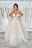 Gorgeous Tulle A Line Sweetheart Wedding Dresses With Lace Appliques, PW444