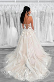 Gorgeous Tulle A Line Sweetheart Wedding Dresses With Lace Appliques, PW444 image 2