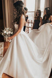 Ivory Strapless Satin Ball Gown Sweetheart Wedding Dresses, Bridal Gown, PW428 image 3