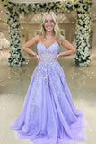 Lavender Tulle A Line Sweetheart Strapless Prom Dresses, Evening Dress, PL611 | new arrival prom dress | long formal dress | cheap prom dresses online | promnova.com