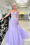 Lavender Tulle A Line Sweetheart Strapless Prom Dresses, Evening Dress, PL611 | purple prom dress | lace prom dress | party dress | promnova.com