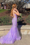 Lavender Tulle Mermaid Lace Appliques Prom Dresses With Cross Back, PL665 | lace prom dresses | mermaid lace prom dresses | cheap lace prom dress | promnova.com