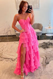 Pink Chiffon A Line Sweetheart Prom Dresses With Bow, Evening Dress, PL664 image 2