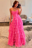 Pink Chiffon A Line Sweetheart Prom Dresses With Bow, Evening Dress, PL664