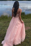 Pink Tulle A Line Strapless Sweetheart Neck Floor Length Prom Dresses, PL672 | lace prom dress | strapless prom dress | long formal dress | promnova.com