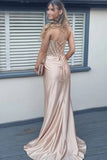 Royal Blue Mermaid Off Shoulder Rhinestone Long Prom Dresses With Slit, PL673 image 4