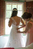 Tulle A Line Scoop Neck Floral Lace Wedding Dresses, Wedding Gown, PW437 image 3