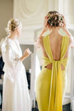 Yellow Sheath Scoop Neck Floor-Length Bridesmaid Dresses With Split, PB183 image 4