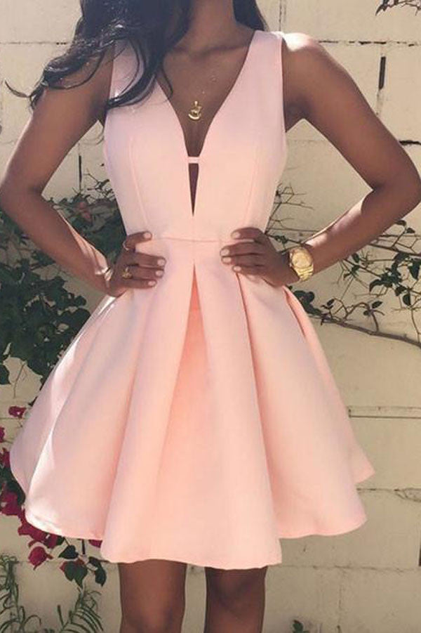 Sparkly High Neck Short Pink Homecoming Dress Party Dress – Pgmdress