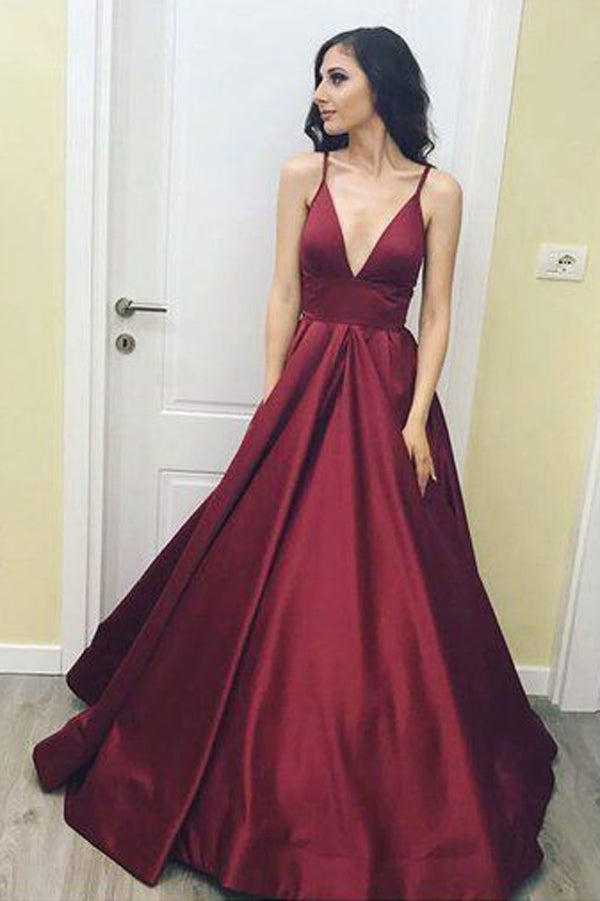 Simple burgundy hotsell prom dress