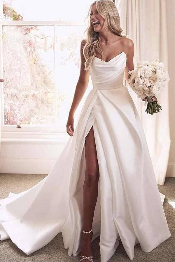 wedding dresses strapless white