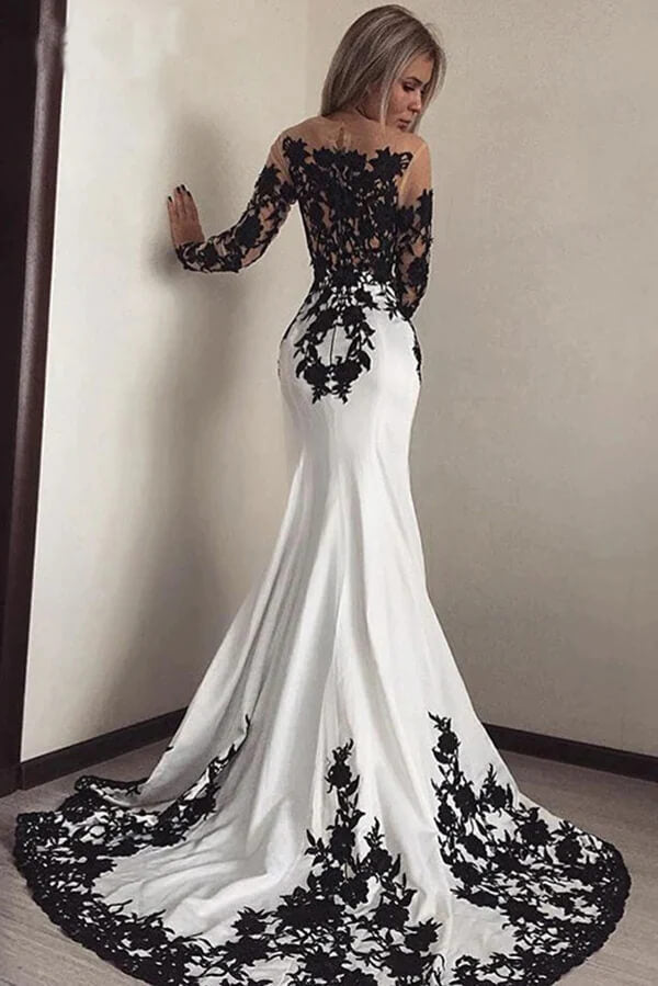 abendkleider black lace applique prom dresses long sleeve vintage deta –  inspirationalbridal