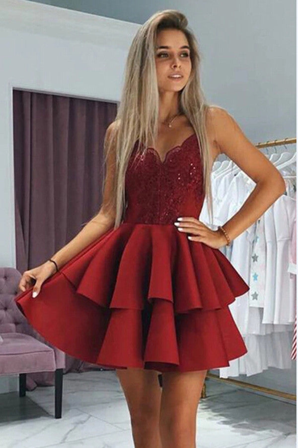 Cute Pink Off Shoulder Lace Short Homecoming Dresses PH394 | Promnova US2 / As Picture